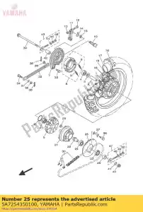 yamaha 5A7254350100 roda dentada, acionada (35t) - Lado inferior