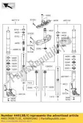 pijpvork binnen, rechts, f. S. B zr100 van Kawasaki, met onderdeel nummer 44013006711E, bestel je hier online: