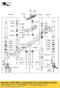 kawasaki 44013006711E pijpvork binnen, rechts, f.s.b zr100 - Onderkant