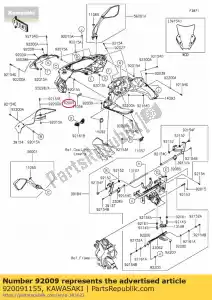 Kawasaki 920091155 screw,tapping,4x8 - Bottom side