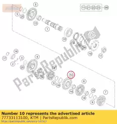 Ici, vous pouvez commander le pignon fou 3. G. Z = 24 auprès de KTM , avec le numéro de pièce 77733113100: