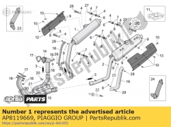 Aprilia AP8119669, Geluiddemper rechts, OEM: Aprilia AP8119669