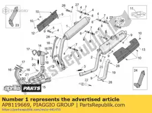 Piaggio Group AP8119669 geluiddemper rechts - Bovenste deel