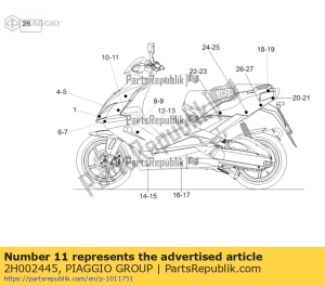 aprilia 2H002445 lewa górna os?ona os?ony naklejka ?a? - Dół