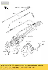 kawasaki 921710972 abrazadera, cable kle650b7f - Lado inferior