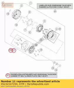 ktm 45232107244 ajuste o parafuso com a placa de acionamento - Lado inferior