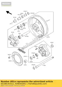 kawasaki 601B6303ZZ brg, bola, # 6303zzc3 - Lado inferior