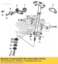 Aqui você pode pedir o selo de óleo, 27x40x6 (arai) em Honda , com o número da peça 90753GK4003: