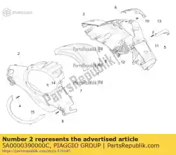 Ici, vous pouvez commander le couvercle arrière du guidon auprès de Piaggio Group , avec le numéro de pièce 5A0000390000C: