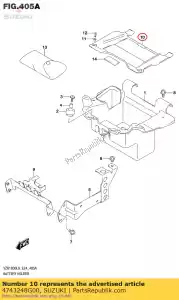 Suzuki 4743248G00 couvercle, batterie hol - La partie au fond