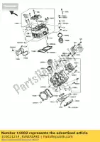 110021214, Kawasaki, head-assy-cylinder,fr vn750-a2 kawasaki vn 750 1986 1987 1988 1989 1993 1994, New