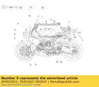 2H003052, Piaggio Group, autocollant plaque d'immatriculation coque avant aprilia tuono v4 1100 rr (apac) zd4kg000 zd4kgu 1100 2019 2020, Nouveau