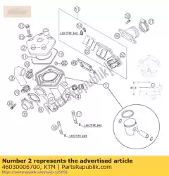 Aqui você pode pedir o cabeça do cilindro 65 sx 2003 em KTM , com o número da peça 46030006700: