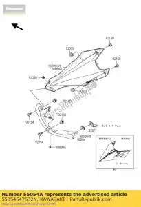 Kawasaki 55054547632N cowling,lwr,rh,f.ebony - Bottom side