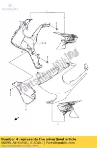 suzuki 6869515H40AWL cinta, lado de la capucha, - Lado inferior