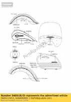 560511812, Kawasaki, segno, coperchio borsa laterale, c kawasaki vn classic fi n a mean streak p d drifter r j g f h b vulcan e nomad l  tourer vn1500 vn1600 1500 1600 , Nuovo