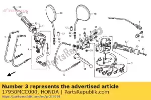 Honda 17950MCC000 compensador de cabo, afogador - Lado inferior
