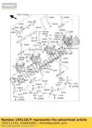 Ici, vous pouvez commander le carburateur, droit, intérieur auprès de Kawasaki , avec le numéro de pièce 150111345: