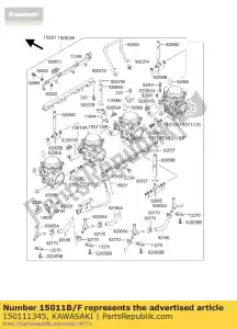 Kawasaki 150111345 carburetor,rh,inside - Bottom side