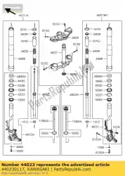 cilinder-set-vork, links van Kawasaki, met onderdeel nummer 440230117, bestel je hier online: