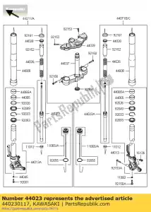 Kawasaki 440230117 cylinder-set-fork,lh - Bottom side