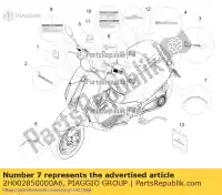 2H002850000A6, Piaggio Group, kit de adesivos para roda traseira vespa zapcb0100 zapcb0101 zapcb0103 zapcb0104 zapcb0eb zapma9100 zapma9101 zapma9102 zapma9eb 0 25 45 70 2018 2019 2020 2021 2022, Novo