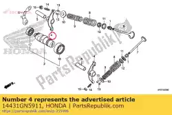 Ici, vous pouvez commander le bras, soupape, culbuteur auprès de Honda , avec le numéro de pièce 14431GN5911: