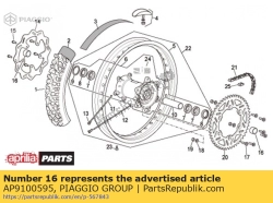 Aprilia AP9100595, Afstandsstuk buiten l=21,9, OEM: Aprilia AP9100595