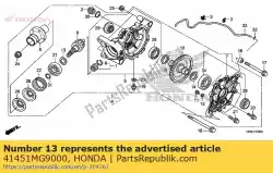 Aqui você pode pedir o calço b, engrenagem do pinhão (1. 38 em Honda , com o número da peça 41451MG9000: