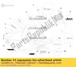 Qui puoi ordinare plakette da Piaggio Group , con numero parte 1G000151: