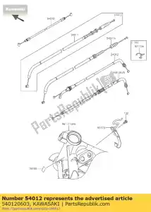 Kawasaki 540120603 cabo-acelerador, puxe - Lado inferior