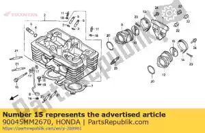 Honda 90045MM2670 boulon, contrôle d'huile - La partie au fond