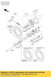 Aquí puede pedir conjunto de tambor, freno trasero kx125-m1 de Kawasaki , con el número de pieza 410340004: