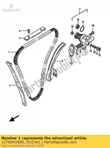 suzuki 1276043400 cadena, eje de levas - Lado inferior