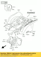 56014S016913, Kawasaki, emblema, kawasaki, negro / gr ksf40 kawasaki kfx 400 2005 2006, Nuevo