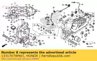 13317KTW901, Honda, Lager f, krukas r. kant (zwart / zwart) (o.s.) honda  nss sh 250 300 2007 2008 2009 2010 2011 2012 2013 2018, Nieuw