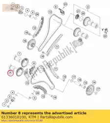 Aqui você pode pedir o escape da árvore de cames - frente em KTM , com o número da peça 61336010100: