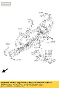 Kawasaki 34003S002 suporte-degrau - Lado inferior