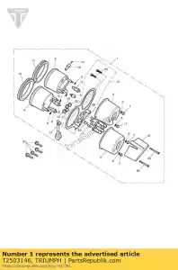 triumph T2503146 instrumento assy kmh - Lado inferior