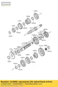 kawasaki 132601567 engrenage, sortie 4e, 21t kdx200-h2 - La partie au fond