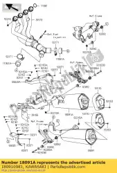 Qui puoi ordinare corpo-comp-silenziatore, rh da Kawasaki , con numero parte 180910981: