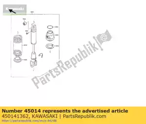 Kawasaki 450141362 amortecedor kl650-a1 - Lado inferior