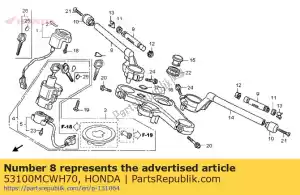 Honda 53100MCWH70 comp. tubo, r. direção h - Lado inferior