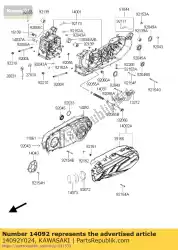 Here you can order the cover,crank case,lh from Kawasaki, with part number 14092Y024: