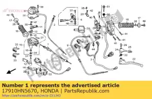 Honda 17910HN5670 cable comp., acelerador - Lado inferior