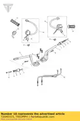 kabel, gaspedaal, tweeling van Triumph, met onderdeel nummer T2040335, bestel je hier online: