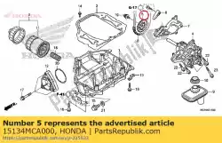 Aquí puede pedir piñón, bomba de aceite accionada de Honda , con el número de pieza 15134MCA000: