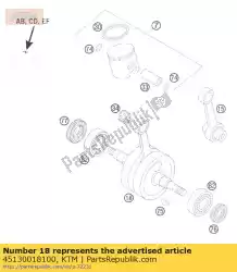 Qui puoi ordinare albero motore 50 lc 2004 da KTM , con numero parte 45130018100: