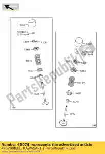 Kawasaki 490780022 zawór silnika spr??ynowego, wyd - Dół