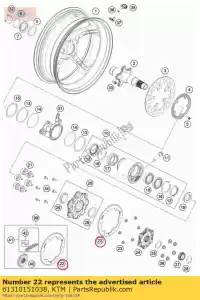 ktm 61310151038 roda dentada duque de aço 1290 z38 - Lado inferior